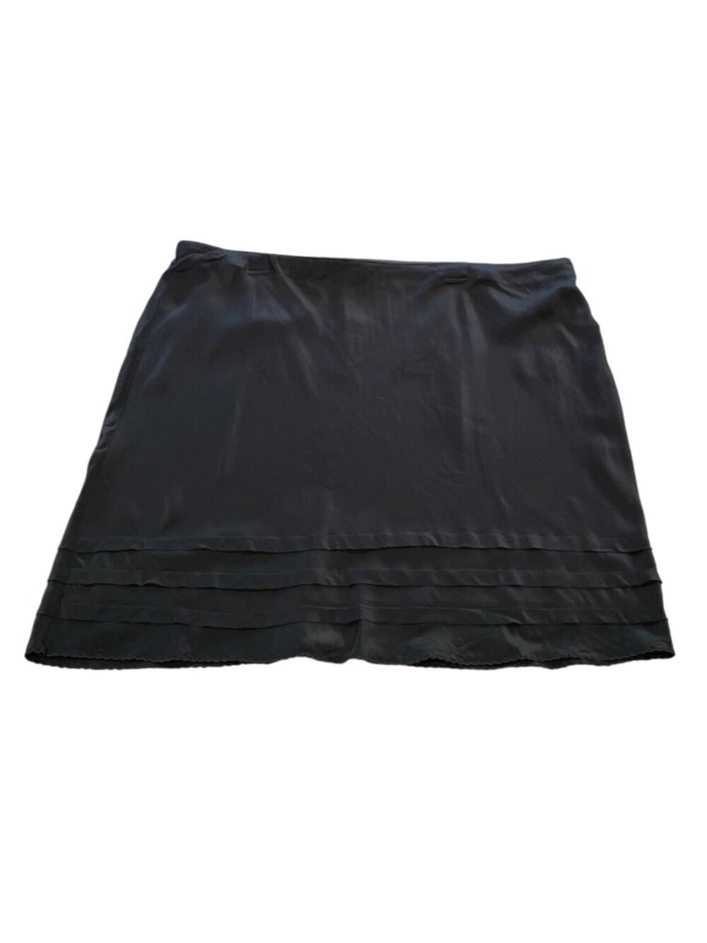 NWT J.Crew Slip Skirt Sz 2X Black Ruffle-Trim Crepe de Chine Knee Length Viscose